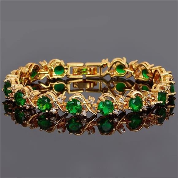 Blossom CZ Tennis Bracelet, 6 Colors, Gold Plated - Picture 3 of 6